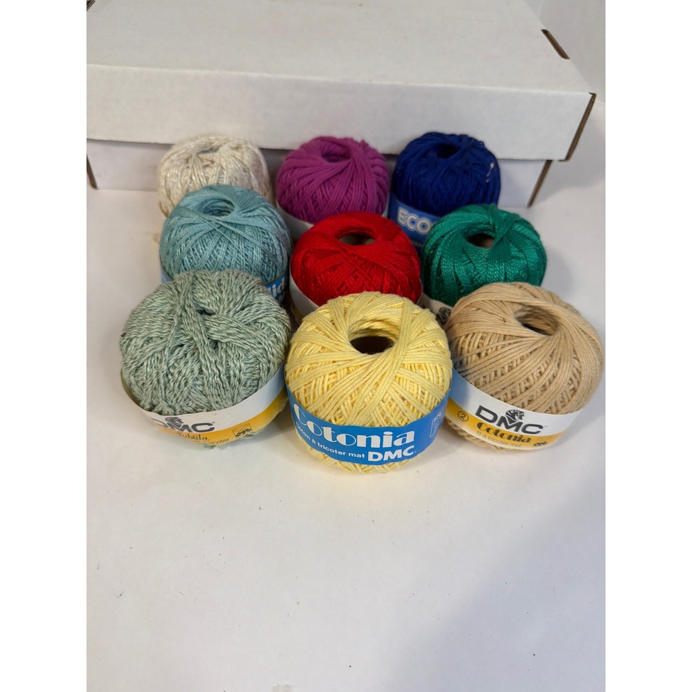 DMC Cotonia Matelia Yarn Lot 9 Balls Cotton Viscose Blend Knitting Crochet Multi